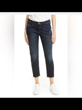 Frame Denim Dark Blue Cropped Straight Jeans